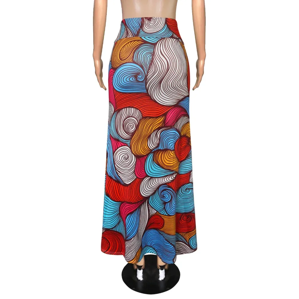 Funki Buys | Skirts | Women's Colorul Print Long Stretch Skirt