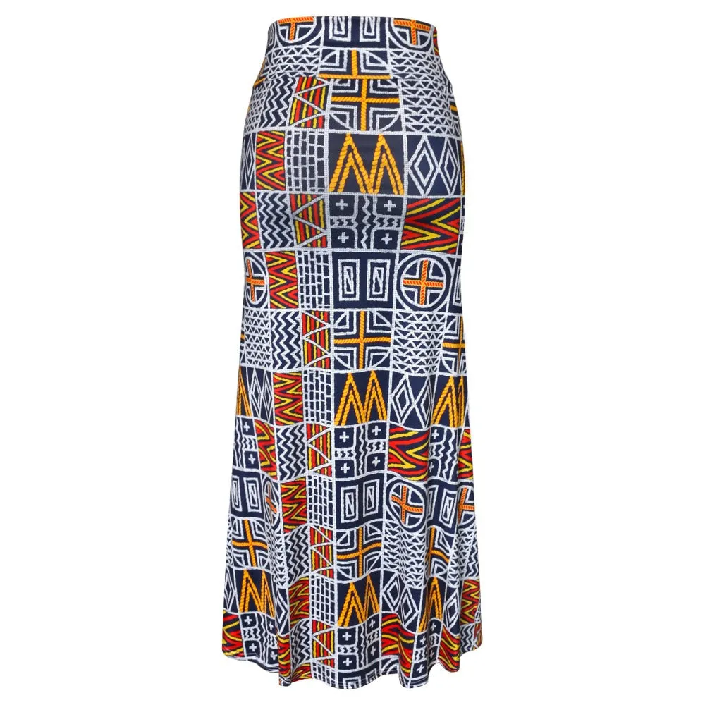 Funki Buys | Skirts | Women's Colorul Print Long Stretch Skirt