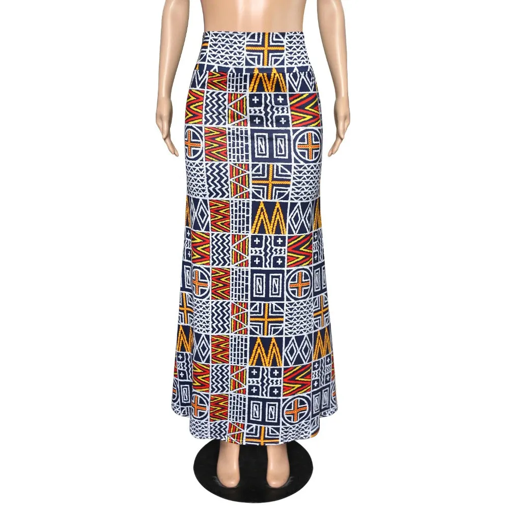 Funki Buys | Skirts | Women's Colorul Print Long Stretch Skirt