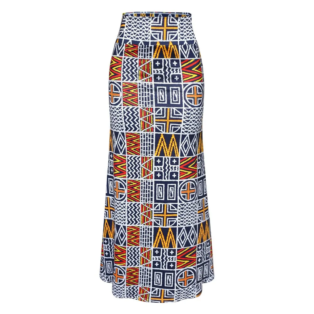 Funki Buys | Skirts | Women's Colorul Print Long Stretch Skirt