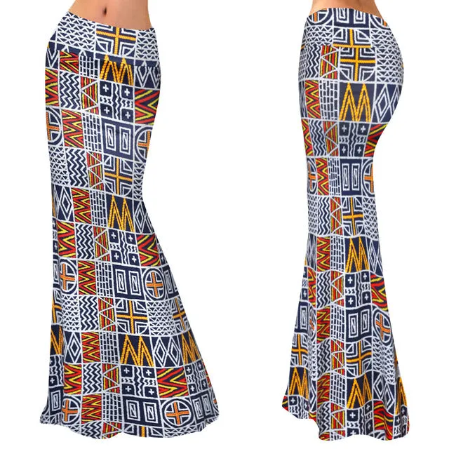 Funki Buys | Skirts | Women's Colorul Print Long Stretch Skirt