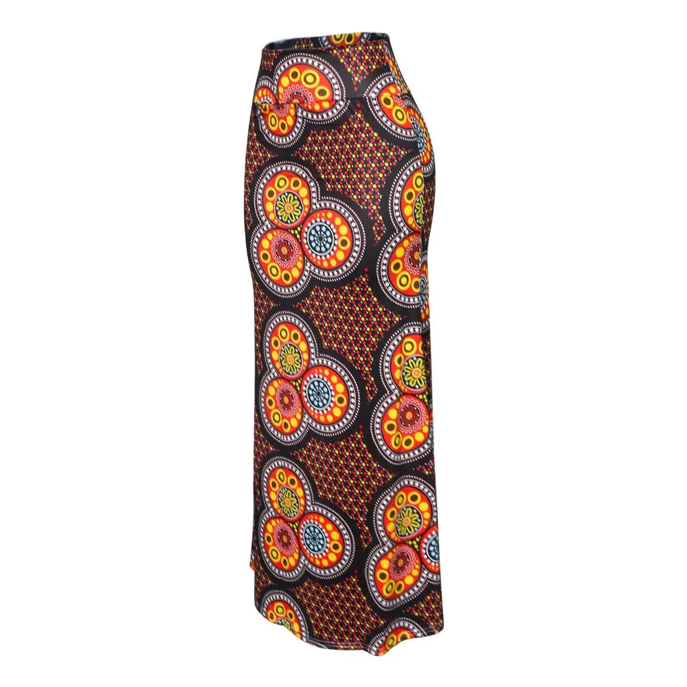 Funki Buys | Skirts | Women's Colorul Print Long Stretch Skirt