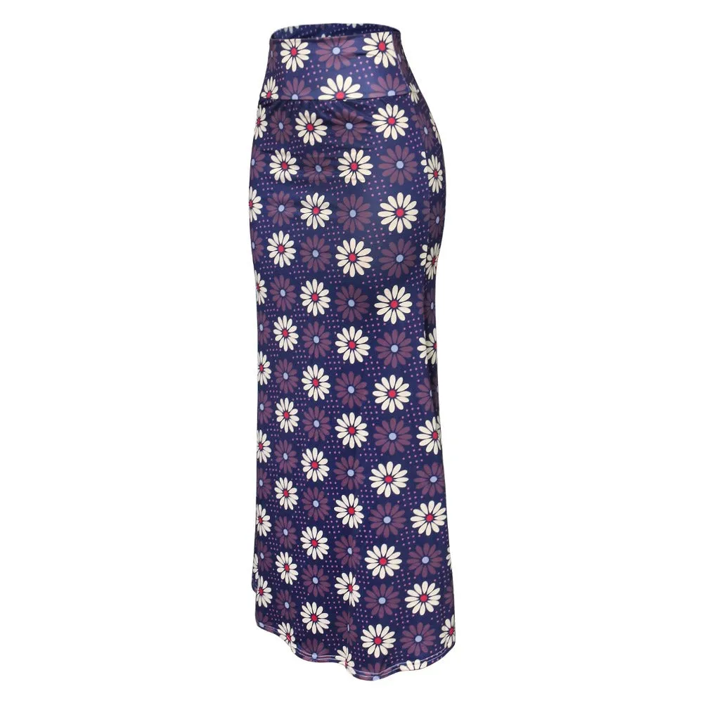 Funki Buys | Skirts | Women's Colorul Print Long Stretch Skirt