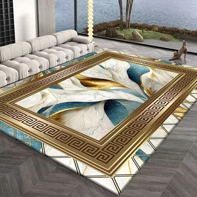 Golden Modern Abstract Carpet Luxury Non-Slip Floor Mat Rug Carpet