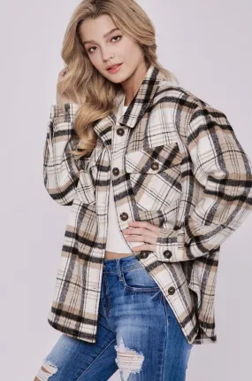 Good Weekend Plaid Shacket: Taupe