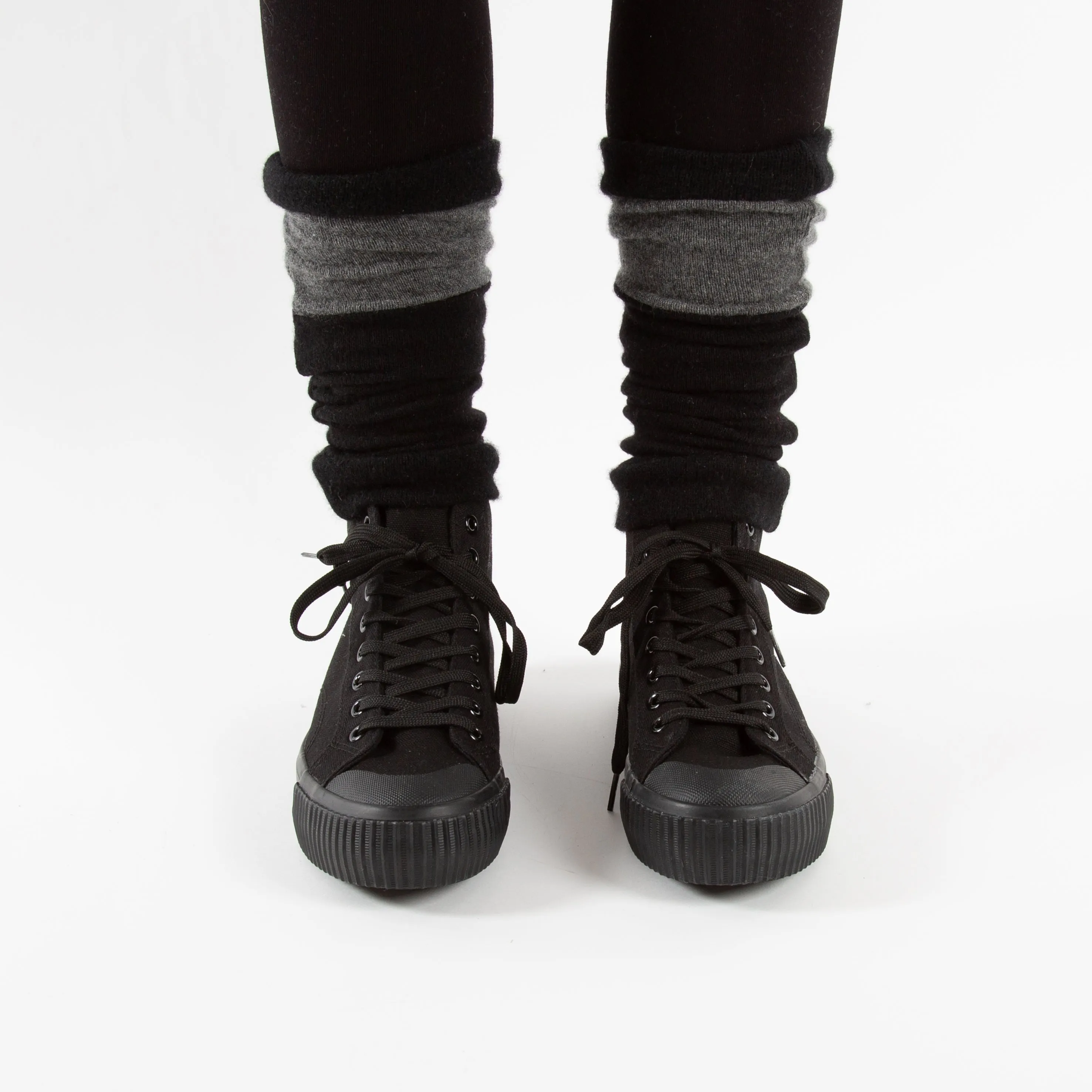 Grey & Black Cashmere Ankle Warmers