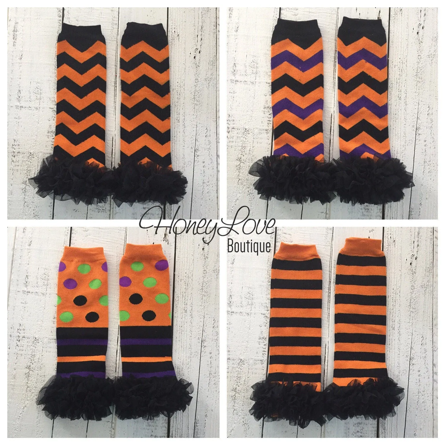 Halloween Leg Warmers with or without black ruffle