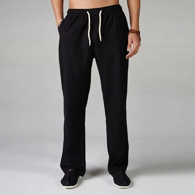 High-quality Men's Pants Linen Cotton Trousers Martial Arts Trousers, Sport Pants