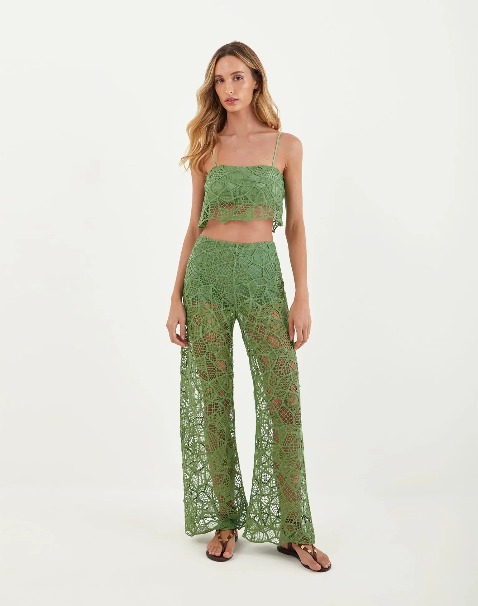 Hollie Flared Pants - Aloe