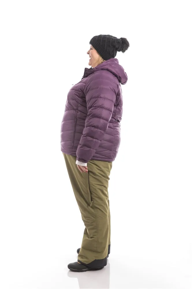 Hooded Powder Down Plus Size Jacket | Plum