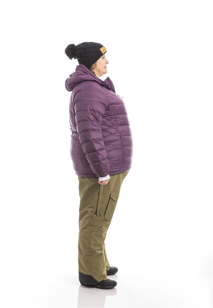 Hooded Powder Down Plus Size Jacket | Plum