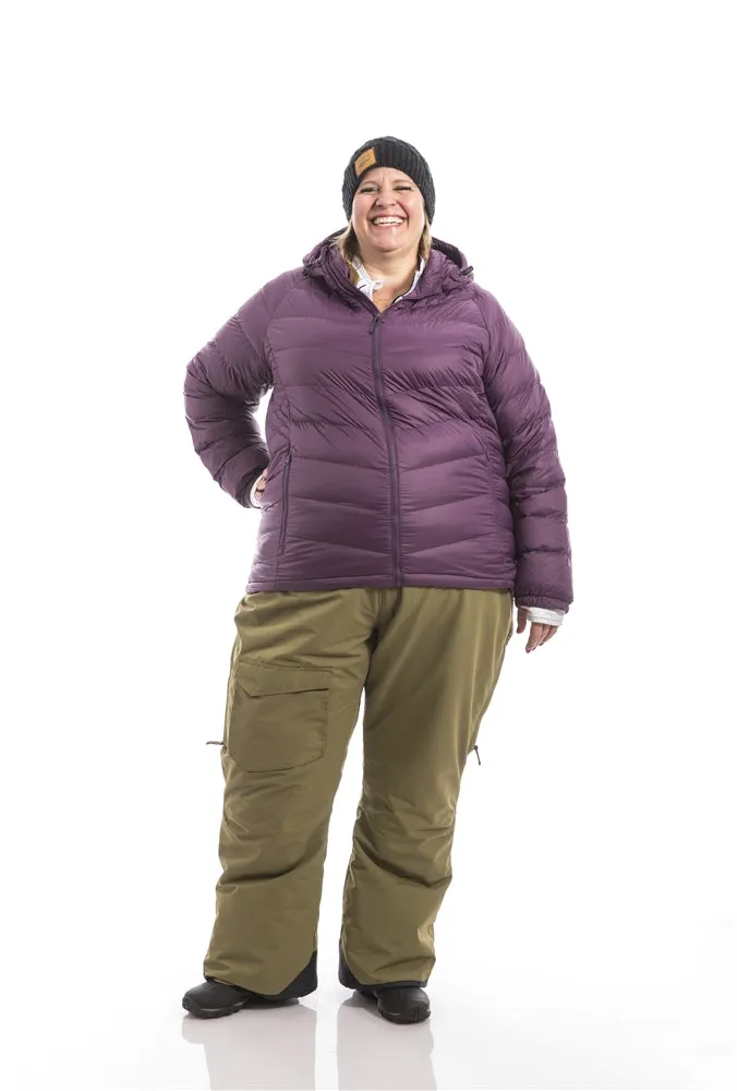 Hooded Powder Down Plus Size Jacket | Plum