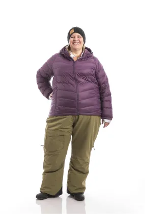 Hooded Powder Down Plus Size Jacket | Plum