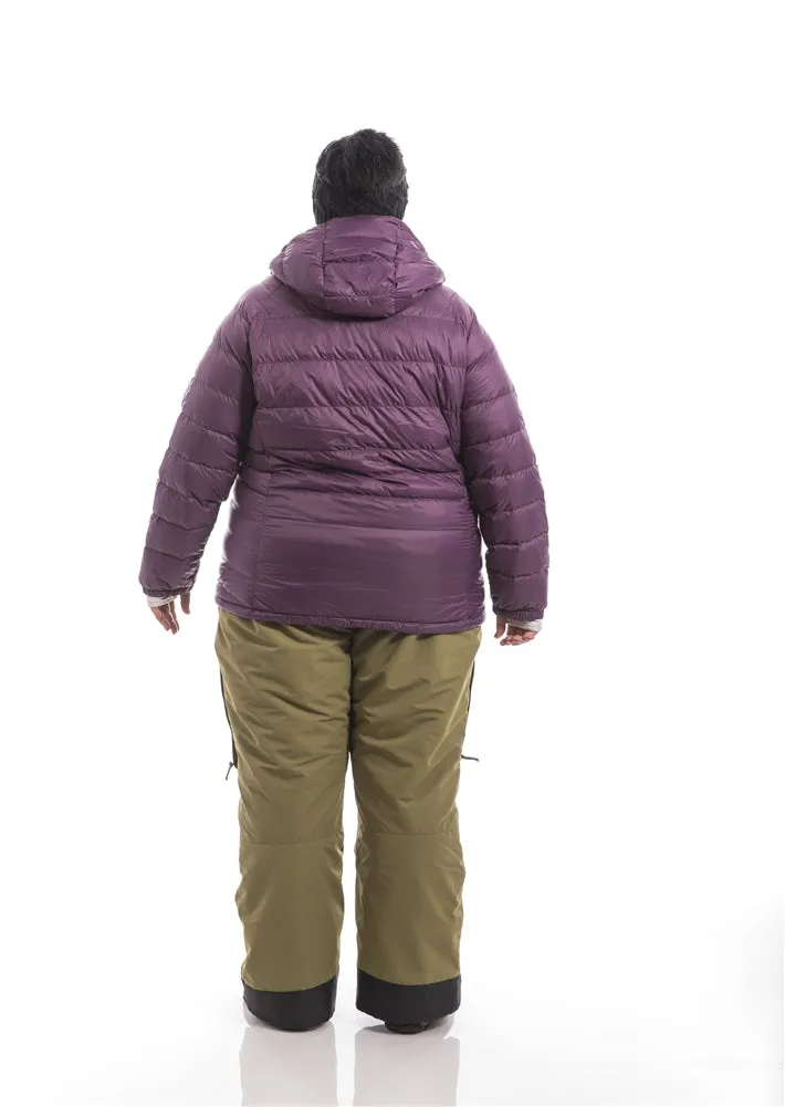 Hooded Powder Down Plus Size Jacket | Plum