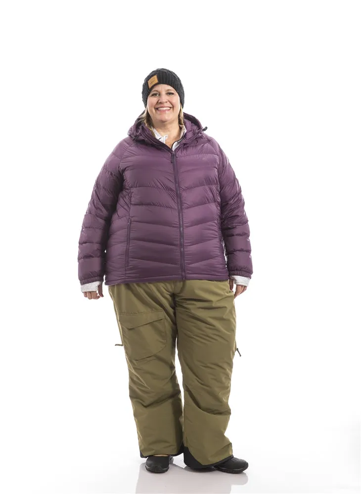 Hooded Powder Down Plus Size Jacket | Plum