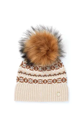 Jennifer Fairisle Bobble Hat (Light Camel)