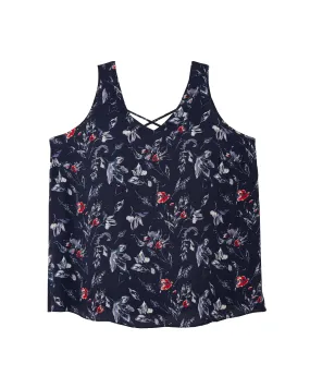 Kathlyn Sleeveless Criss Cross Cami | Navy / White