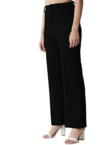 KOTTY Women's Straight Casual Pants (KTTWOMENSPANT151_Black673 Black