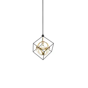 LED Chandelier from the Monza Collection in Black/Antique Brass Finish by Kuzco Lighting