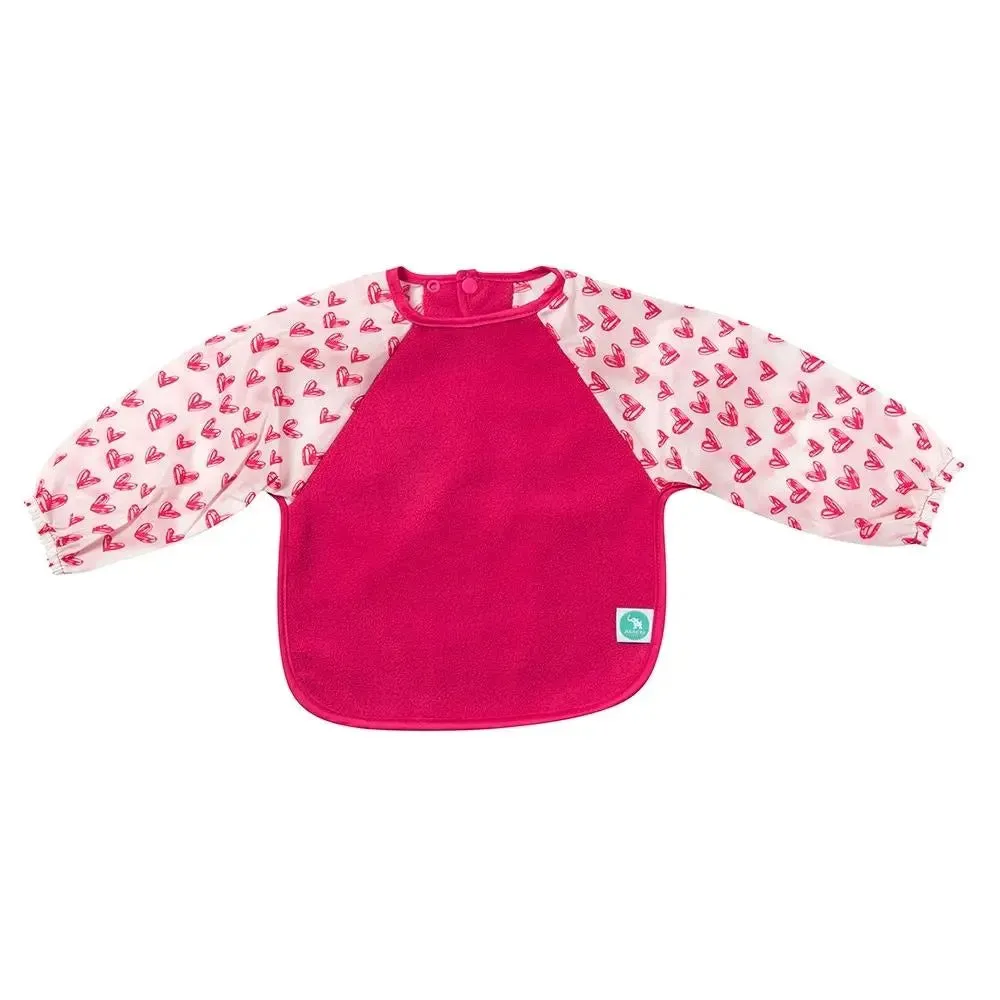 Long Sleeve Bib for kids/baby/toddler - Heart Pink