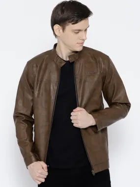 Men Brown Solid Jacket