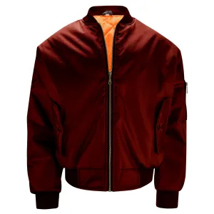 Mens MA1 Flight Bomber Jacket - Burgundy