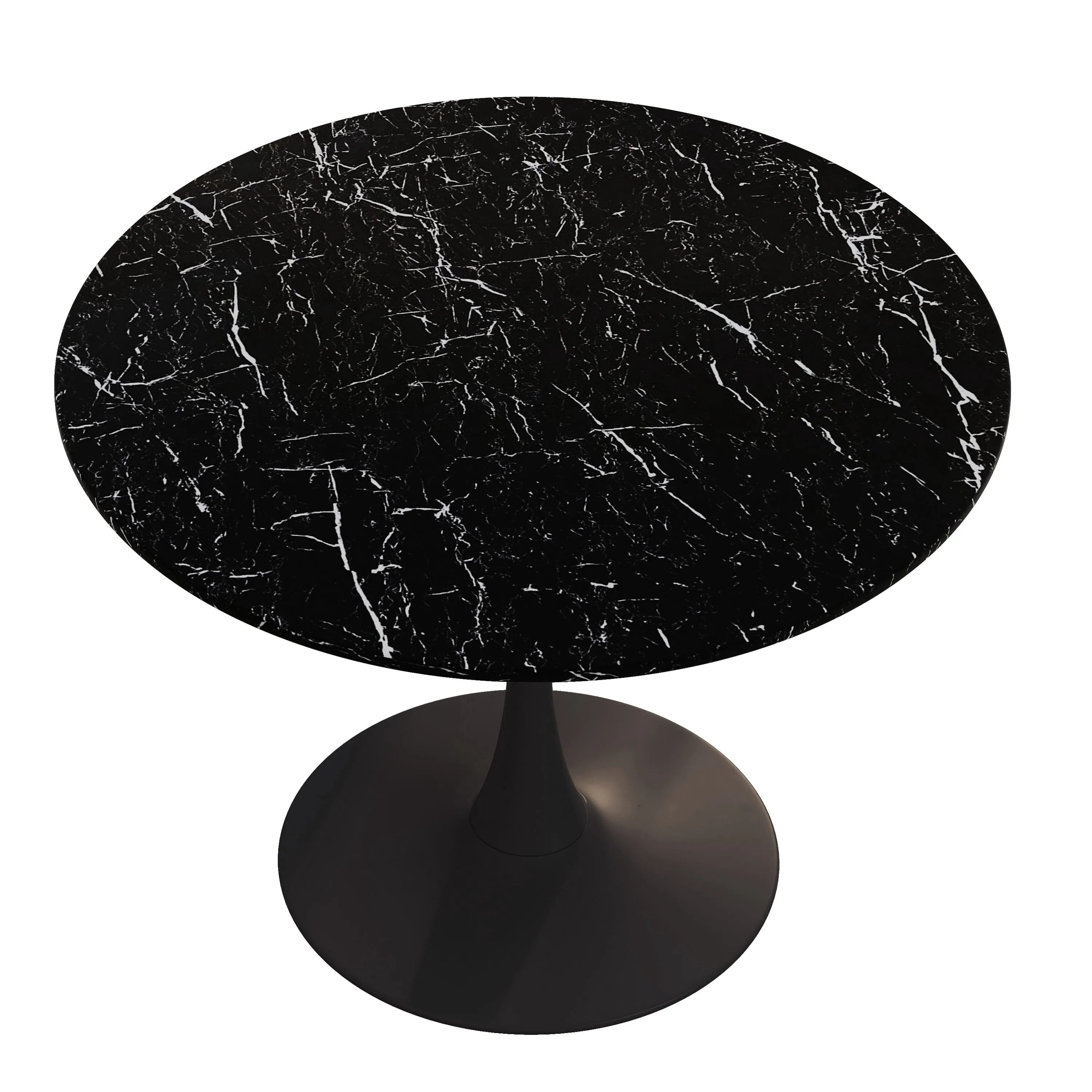 Modern Round Dining Table with Printed Black Marble Table Top