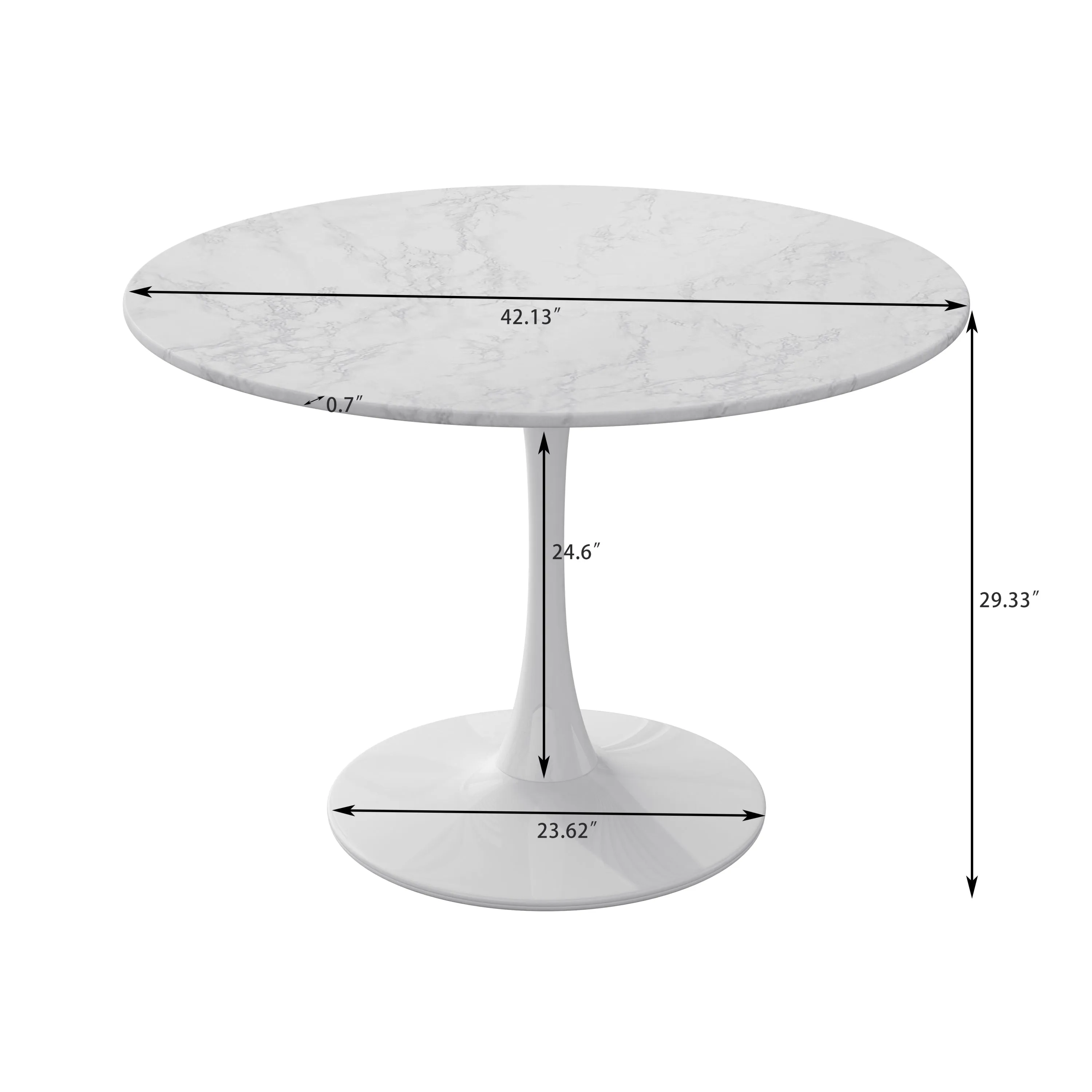 Modern Round Dining Table with Printed White Marble Table Top