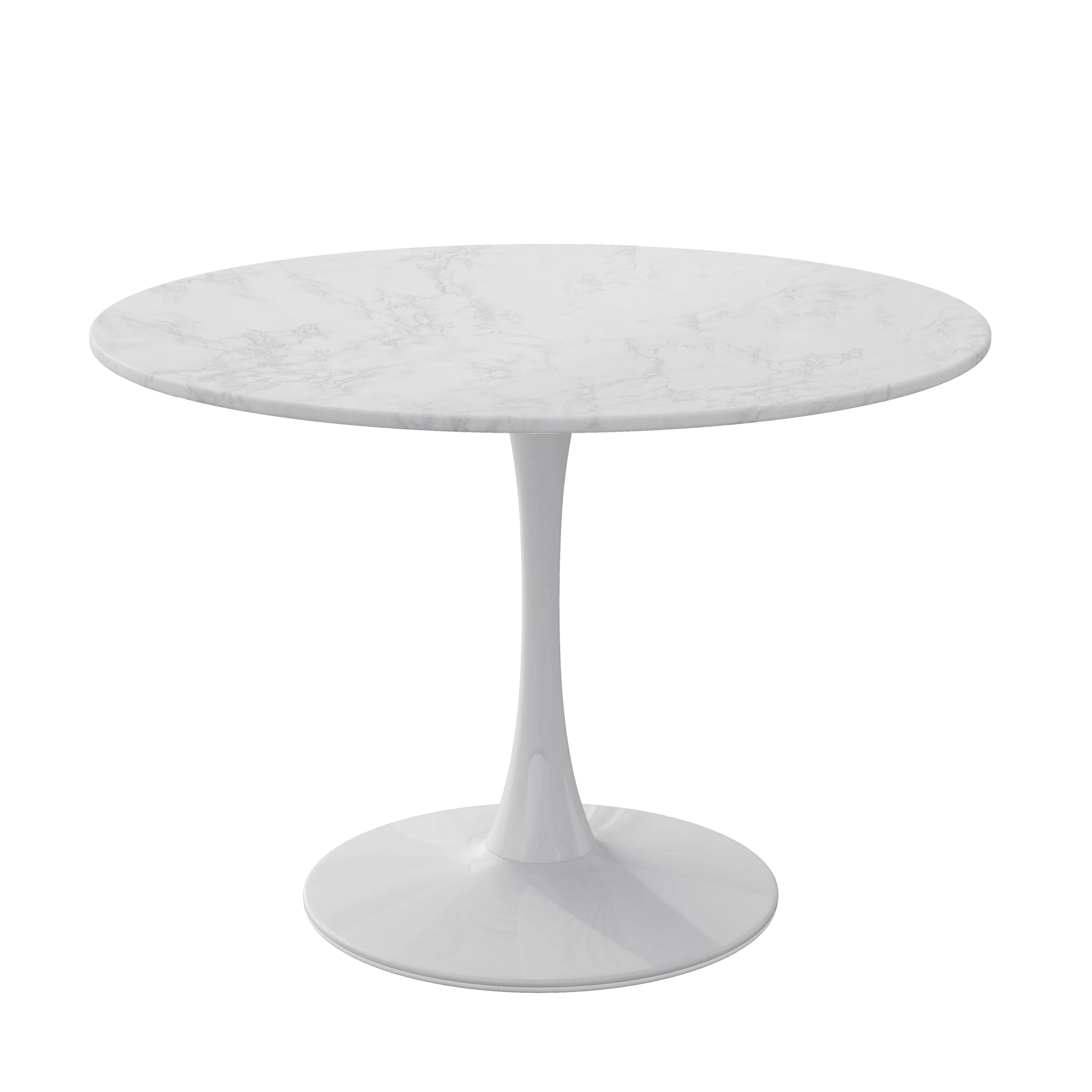 Modern Round Dining Table with Printed White Marble Table Top