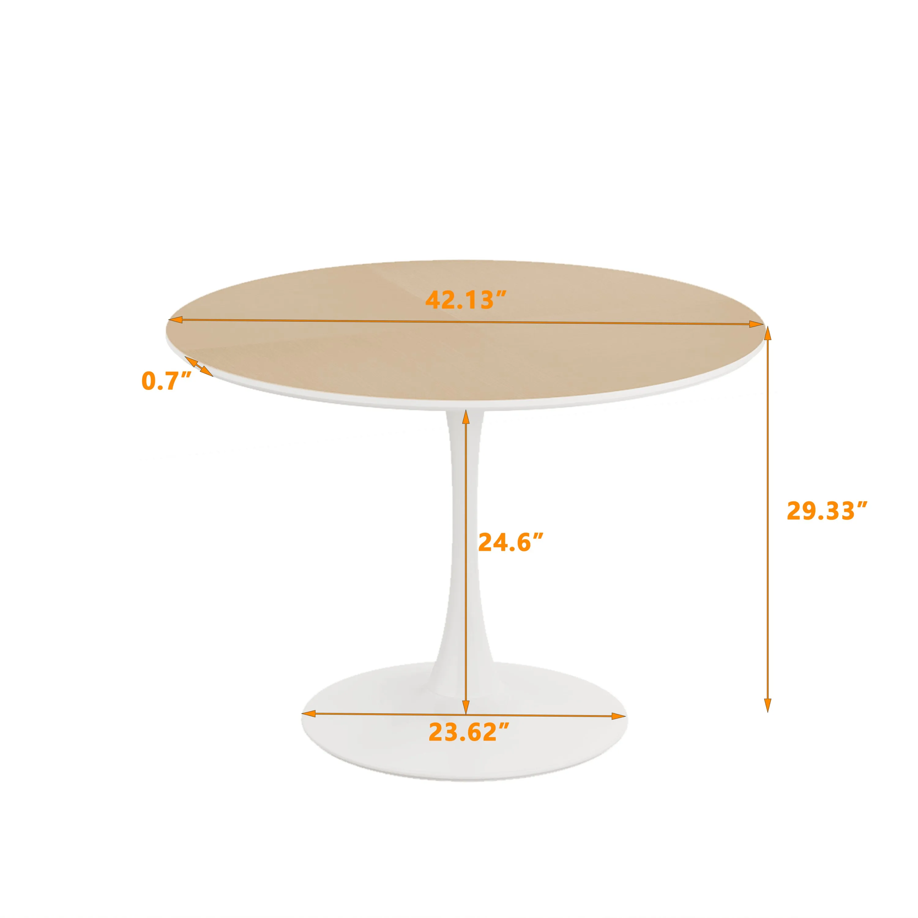 Modern Round Dining Table with Printed Wood Grain Table Top