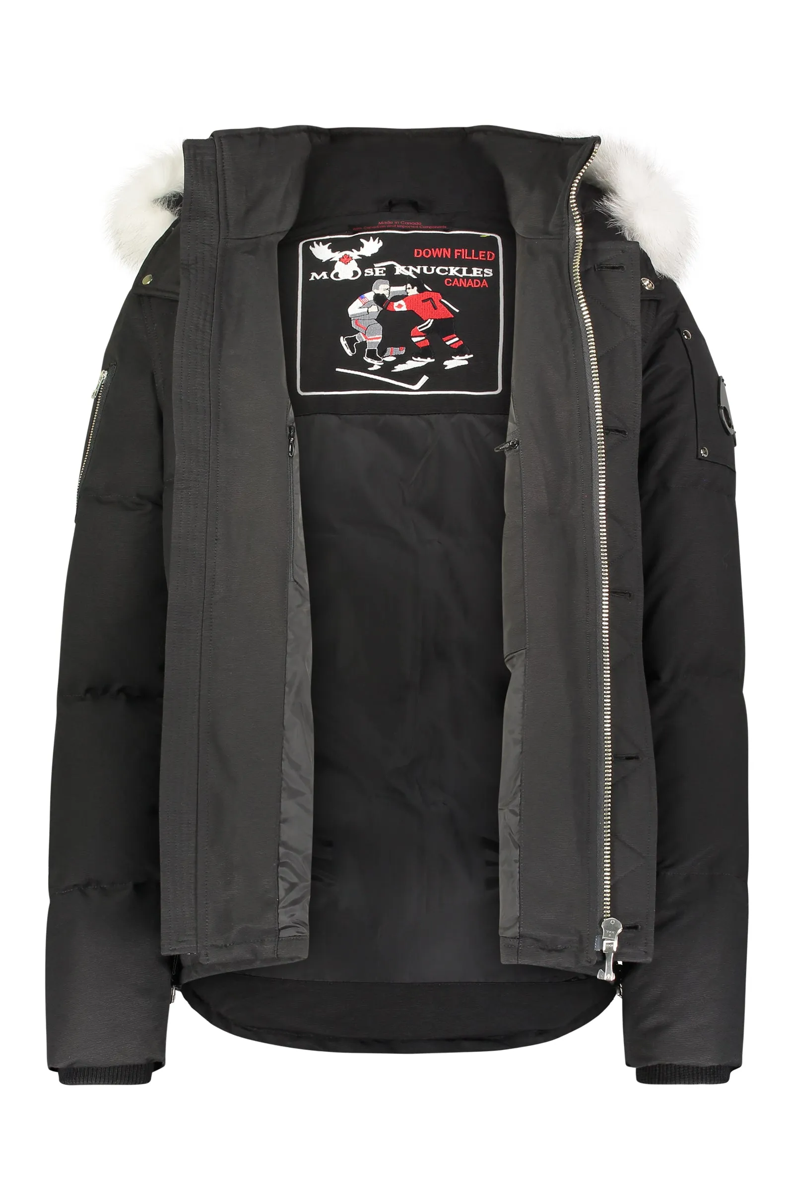 Moose Knuckles Mens 3Q Jacket in Black with Natural Fox Fur