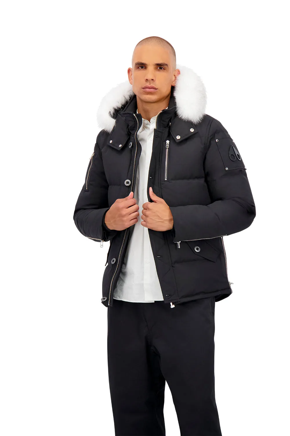 Moose Knuckles Mens 3Q Jacket in Black with Natural Fox Fur