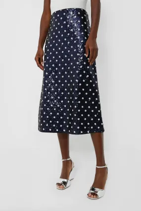 Navy Dotted Sequence Jily Skirt