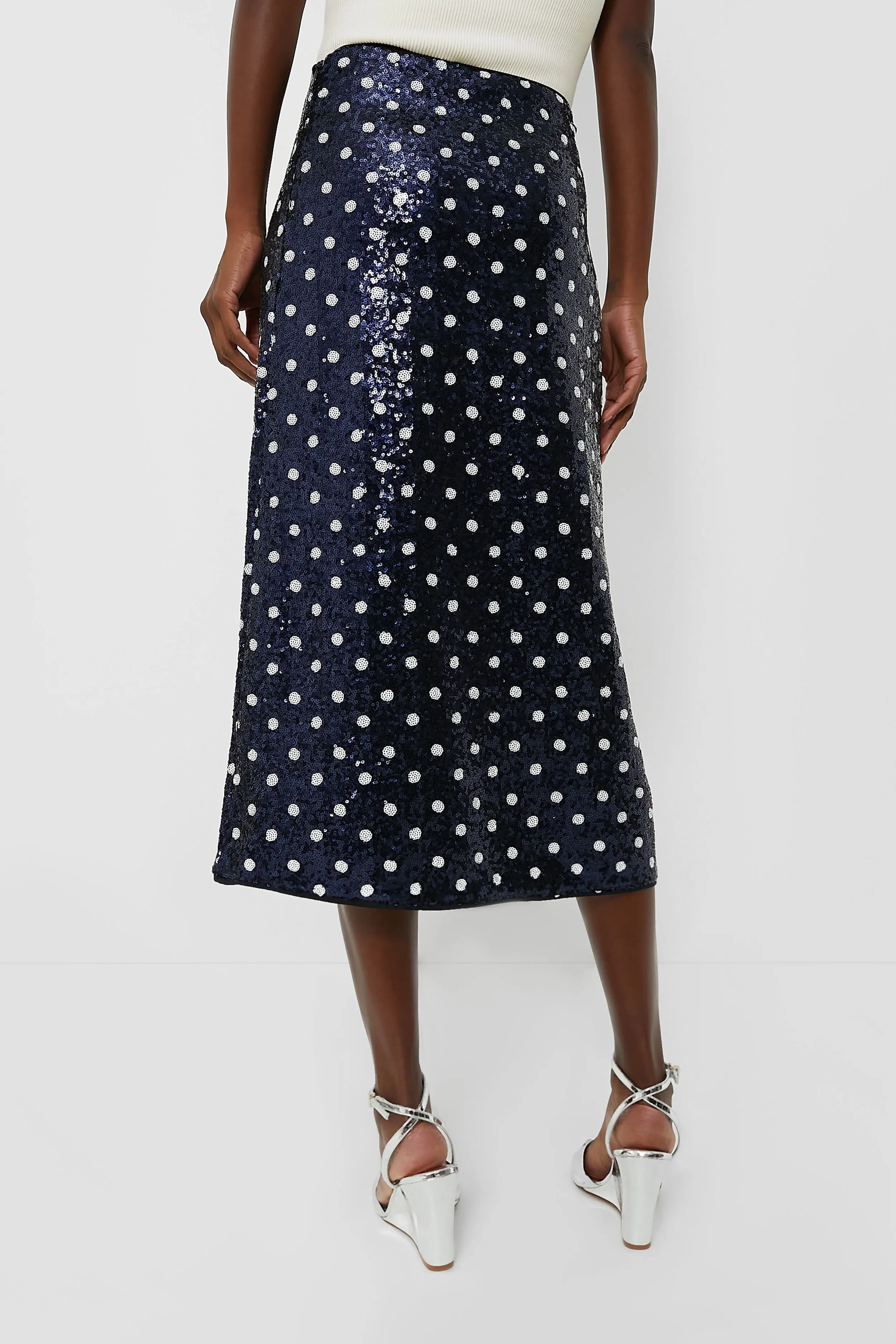 Navy Dotted Sequence Jily Skirt