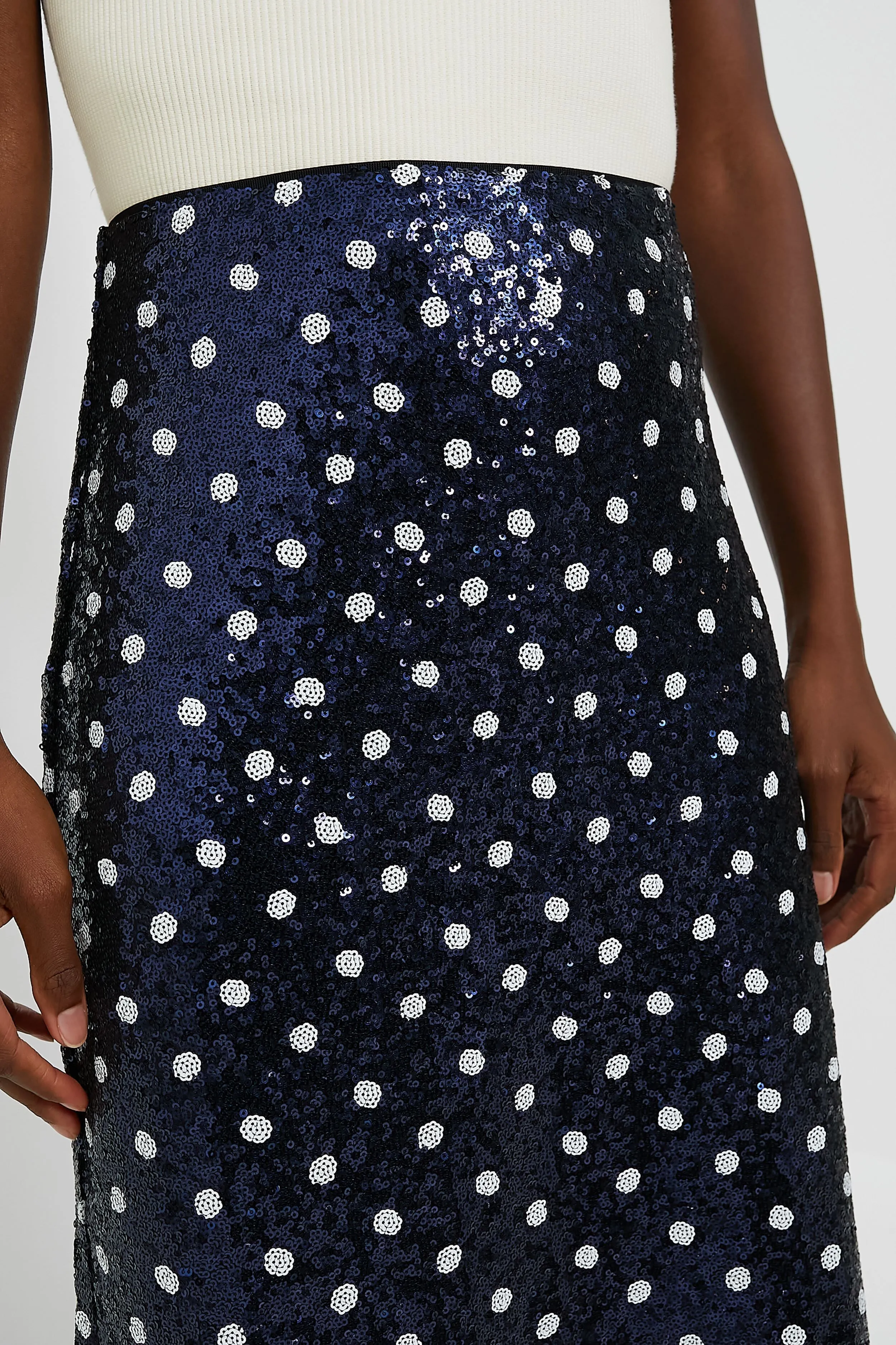 Navy Dotted Sequence Jily Skirt