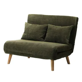 Oikiture Sofa Bed Lounge Chair Polyester Recliner Wood Leg Double Seat Green