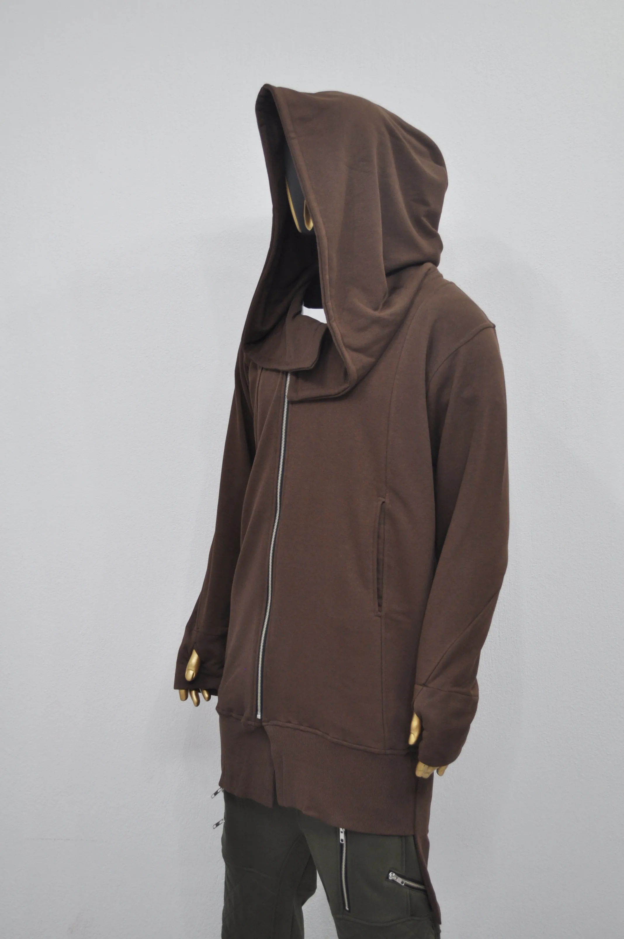 Overlong Ashashin Oversized Hood Long Sleeve Hoodie/ Cyber Goth Jacket,