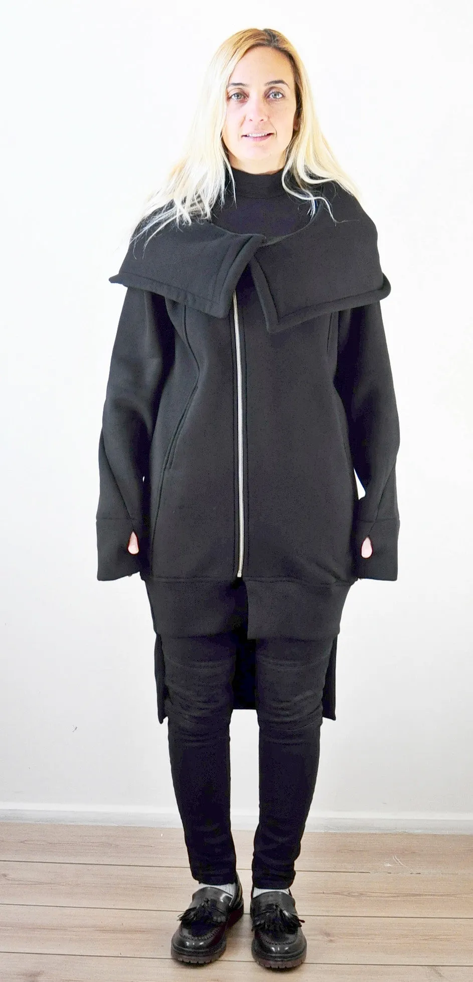 Overlong Ashashin Oversized Hood Long Sleeve Hoodie/ Cyber Goth Jacket,