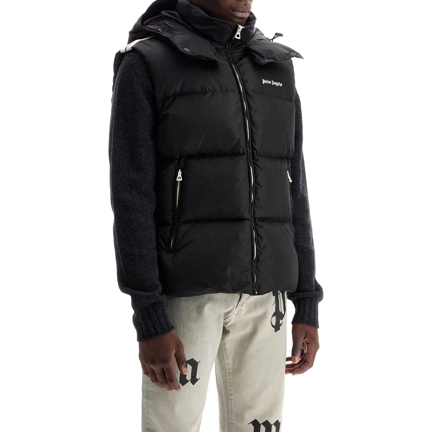 Palm Angels sleeveless down jacket with contrasting