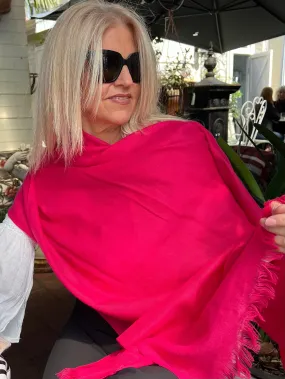 Pashmina Shawl - Hot Pink Fuchsia - Pure Cashmere Luxury