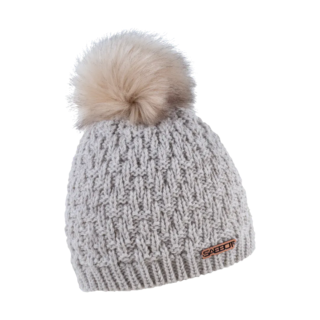 Petra Oatmeal Faux Fur Beanie Hat