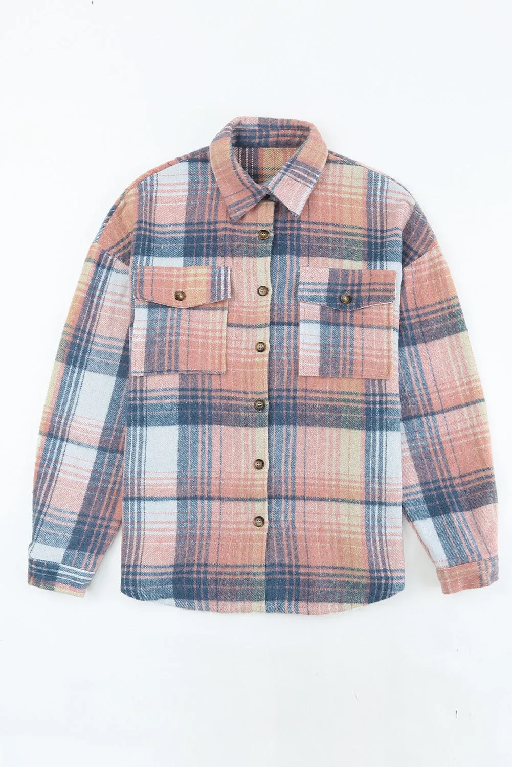 Plaid Flap Pockets Shacket