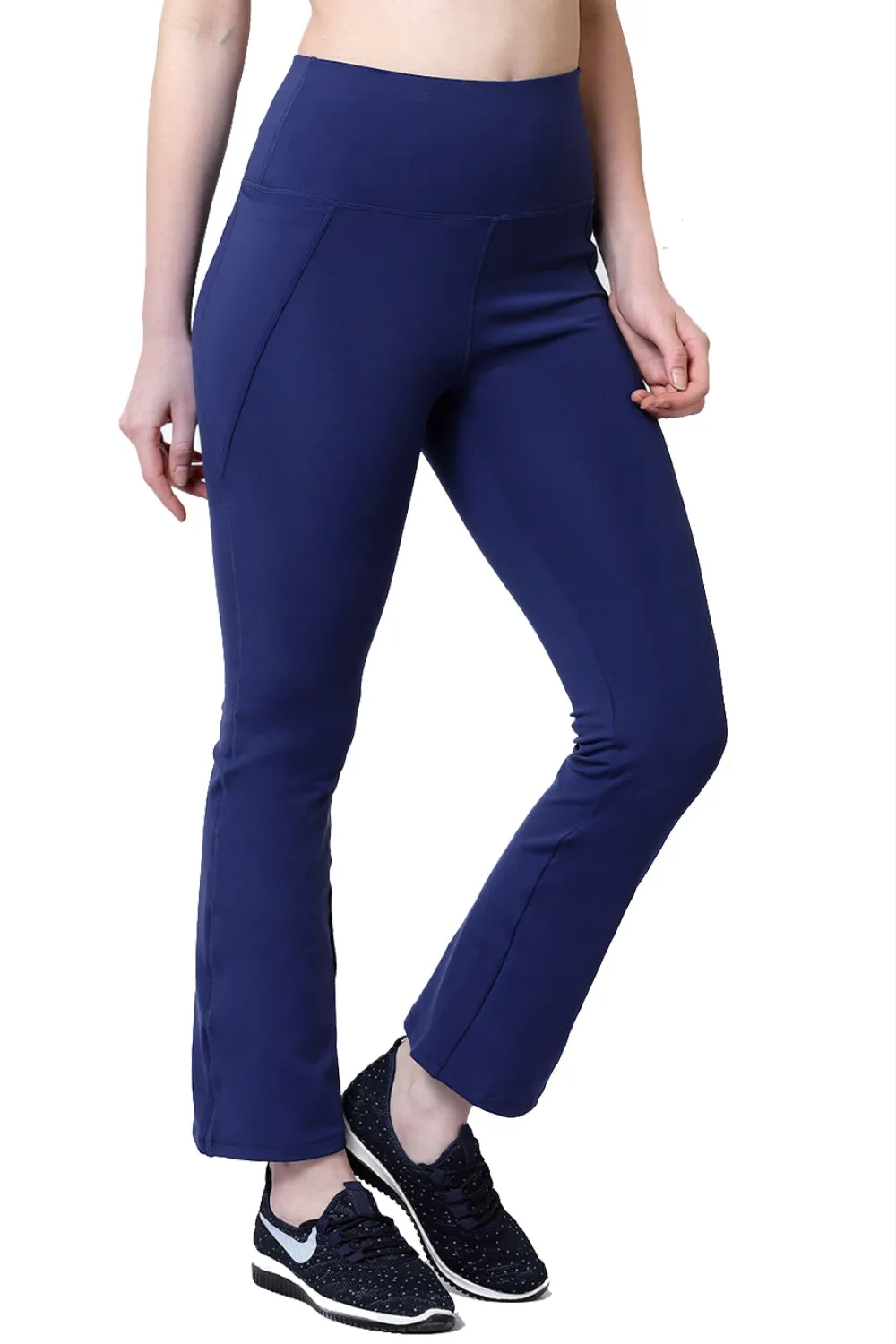 Recycled Fiber Black Flare Pants-ISL051-Navy Blue-