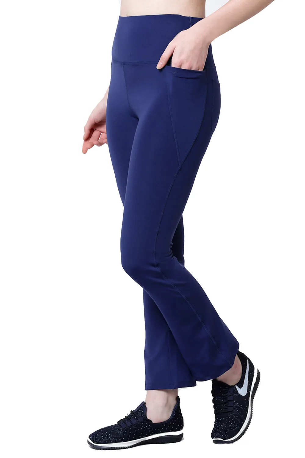 Recycled Fiber Black Flare Pants-ISL051-Navy Blue-