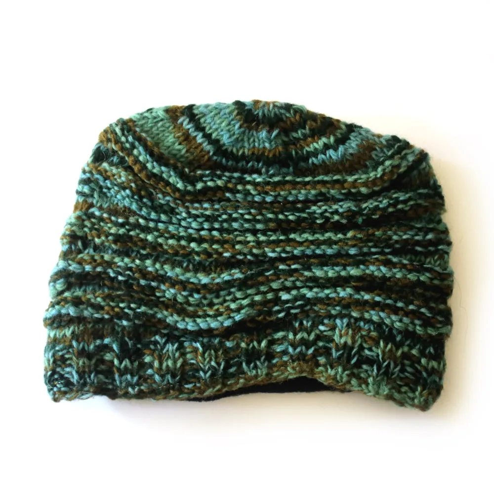 rib knit multi-tonal beanie hat