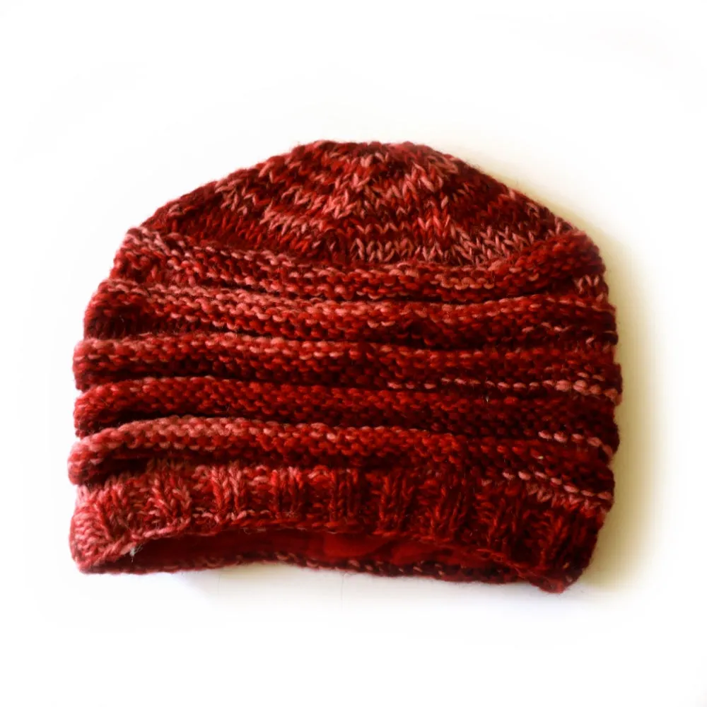 rib knit multi-tonal beanie hat