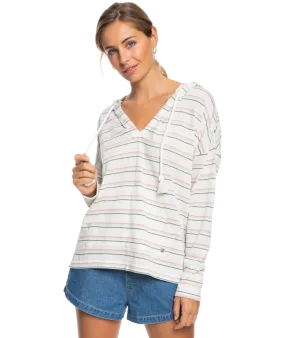 Roxy Paddle Out Stripe Sweatshirt-Snow White