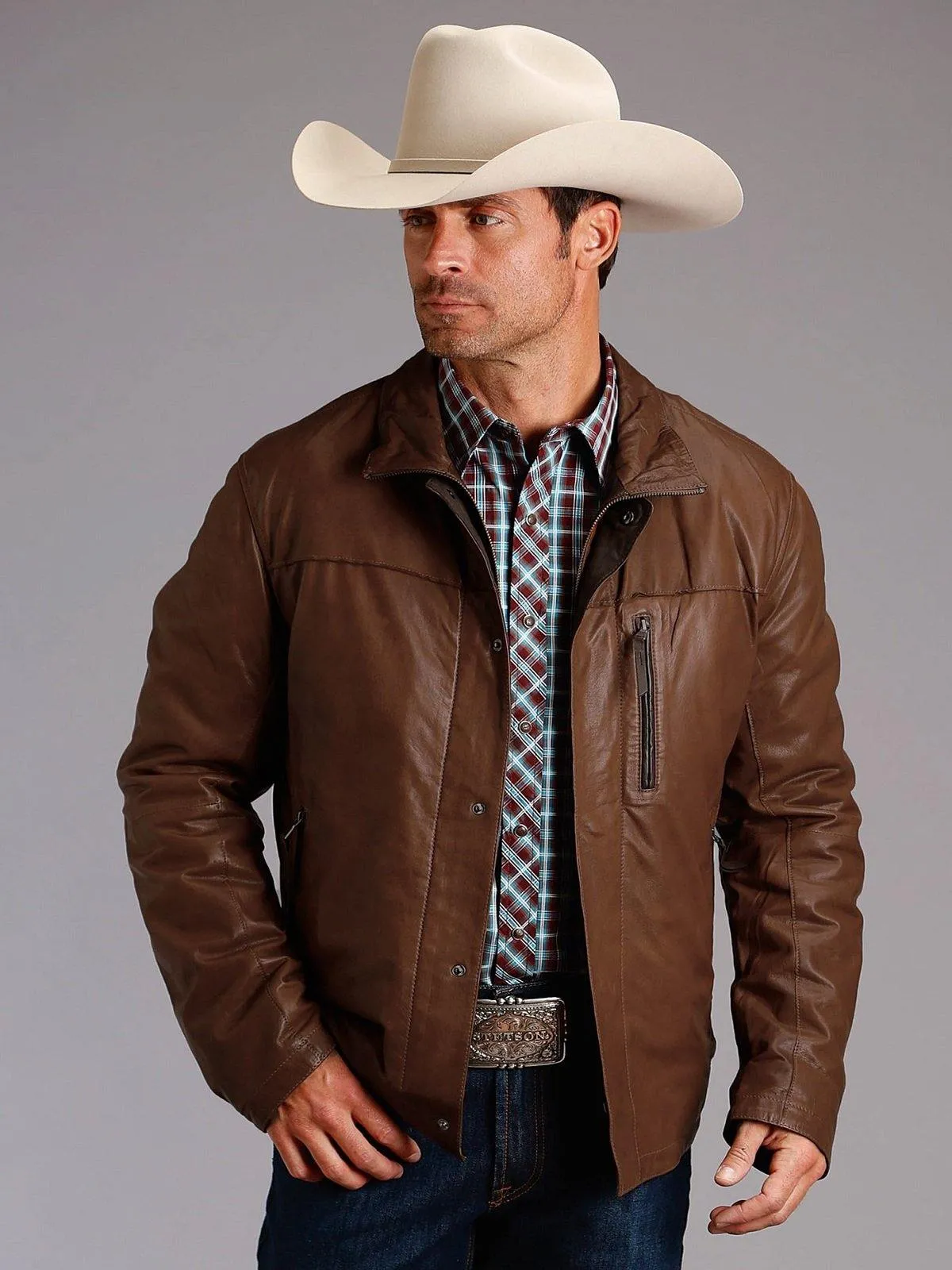 Rustic Brown Pure Leather Cowboy Jacket for Men