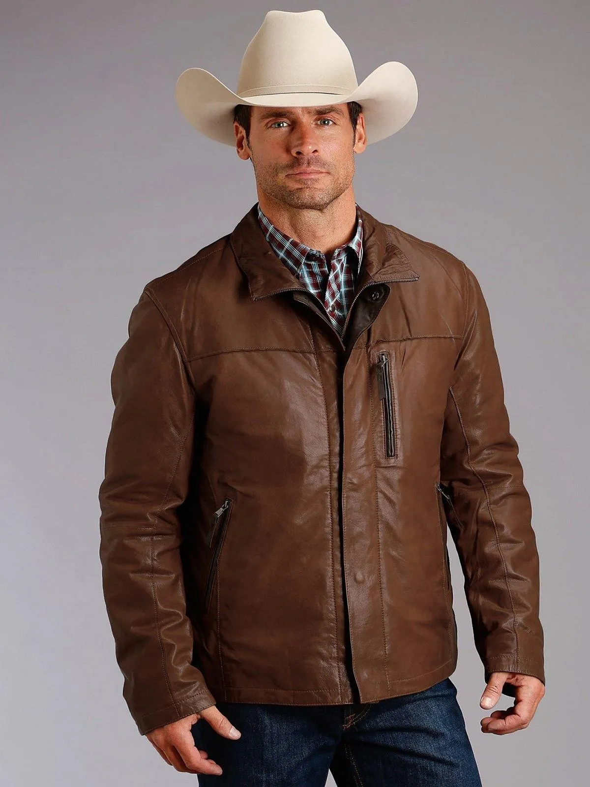 Rustic Brown Pure Leather Cowboy Jacket for Men