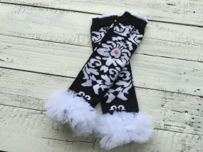 SALE! Black and White Damask leg warmers